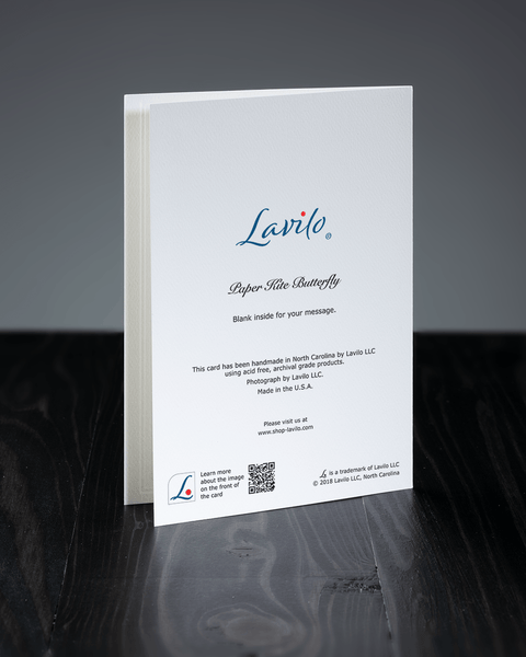 Lavilo™ Greeting Cards - Reverse side with the title PAPER KITE BUTTERFLY