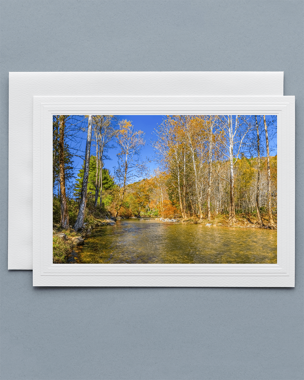 Lavilo™ Greeting Cards - Front Side - Watauga River During Fall - Blue Ridge Mountains
