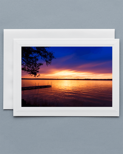 Lavilo™ Greeting Cards - Front Side Showing a Sunset Over a Lake